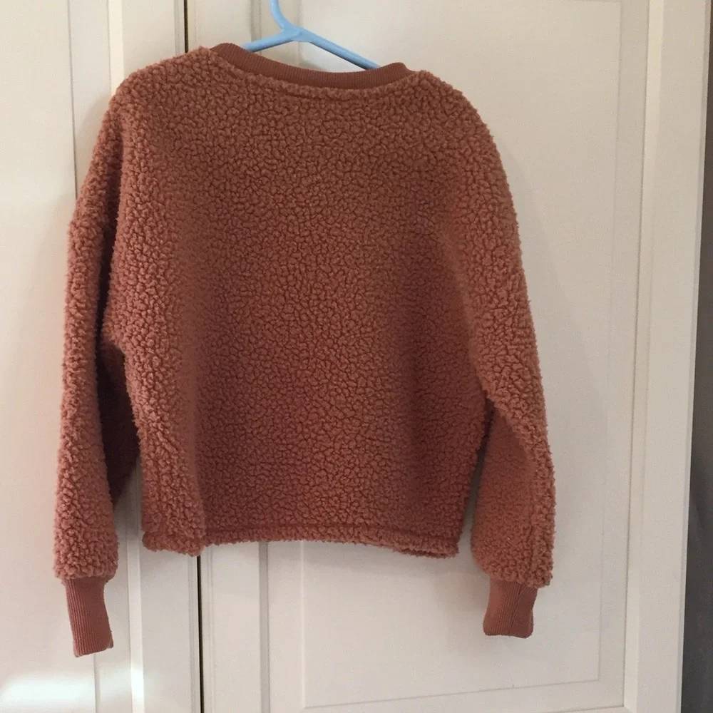 Teddy Bear Sweater sweatshirt Old Navy Girls 6/7 Sherpa sheepskin look sweater - Picture 2 of 5